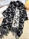 Chanel Fashion Double Sided Black White Panda Gradient CC Cashmere Scarf Shawl Size: 65 x 210 CM