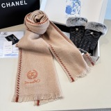 Chanel Classic Versatile Embroidered Logo Cashmere Scarf Size: 38 x 185 CM
