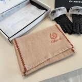 Chanel Classic Versatile Embroidered Logo Cashmere Scarf Size: 38 x 185 CM