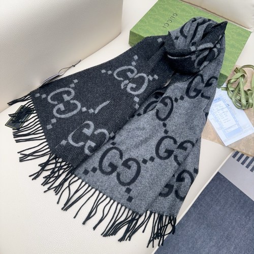 Gucci New Classic GG Jacquard Double Sided Cashmere Scarf Size: 45 x 200 CM