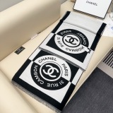 Chanel Classic Two Color Logo Jacquard Cashmere Scarf Size: 40 x 190 CM