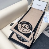 Chanel Classic Two Color Logo Jacquard Cashmere Scarf Size: 40 x 190 CM