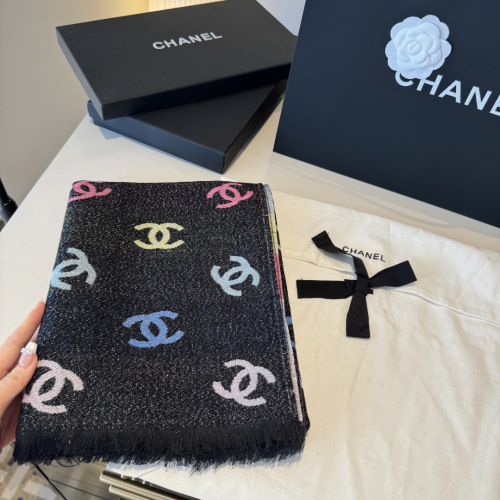 Chanel New Fashion Rainbow Logo Jacquard Cashmere Shawl Scarf Size: 70 x 180 CM