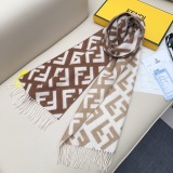 Fendi Fashion FF Jacquard Gradient Double Sided Cashmere Tassel Scarf Size: 35 x 180 CM