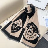 Chanel Classic Two Color Logo Jacquard Cashmere Scarf Size: 40 x 190 CM
