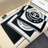 Chanel Classic Two Color Logo Jacquard Cashmere Scarf Size: 40 x 190 CM