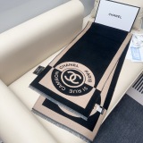 Chanel Classic Two Color Logo Jacquard Cashmere Scarf Size: 40 x 190 CM