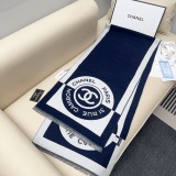 Chanel Classic Two Color Logo Jacquard Cashmere Scarf Size: 40 x 190 CM