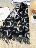 Chanel Fashion Double Sided Black White Panda Gradient CC Cashmere Scarf Shawl Size: 65 x 210 CM