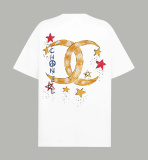 Chanel Fashion Moon Graffiti Smile Logo Letter T-shirt Couple Versatile Loose Short Sleeve