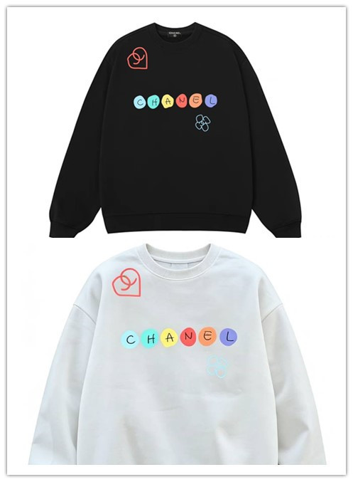 Chanel Couple Fashion Colorful Logo Letter Printed Fleece Round Neck Sweatshirt