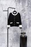 Chanel Women's Classic Retro Black White Contrast Waffle Knitted Cardigan Coat