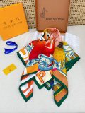 Louis Vuitton Fashion Elegant Versatile Flamingo Logo Printed Silk Square Scarf Size: 90 x 90 CM