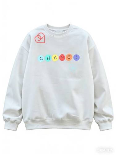 Chanel Couple Fashion Colorful Logo Letter Printed Fleece Round Neck Sweatshirt