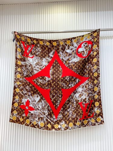 Louis Vuitton Fashion Elegant Versatile Logo Printed Silk Square Scarf Size: 90 x 90 CM
