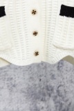 Chanel Women's Classic Retro Black White Contrast Waffle Knitted Cardigan Coat