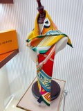 Louis Vuitton Fashion Elegant Versatile Flamingo Logo Printed Silk Square Scarf Size: 90 x 90 CM