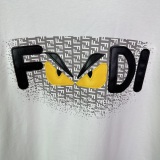 Fendi 26SS Fashion Leather Embroidered Little Monster Letter T-shirt Unisex Loose Casual Short Sleeve