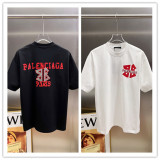 Balenciaga 26SS Fashion Personalized Logo Printed T-shirt Unisex Loose Casual Short Sleeve