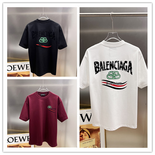 Balenciaga 26SS New Fashion Diamond Logo T-shirt Unisex Loose Casual Short Sleeve