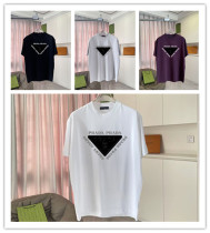 Prada Classic Logo Printed T-shirt Couple Loose Casual Short Sleeves Prada Classic Logo Printed T-shirt Couple Loose Casual Short Sleeves