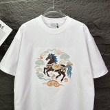 Dior 26SS Fashion Embroidered Horse Logo T-shirt Unisex Casual Versatile Short Sleeve