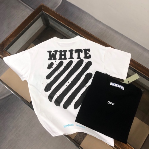 Off White Classic Stripe Logo Printed T-shirt Couple Loose Casual Short Sleeve