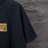 Fendi 26SS Classic Patchwork Embroidered T-shirt Unisex Casual Versatile Short Sleeve