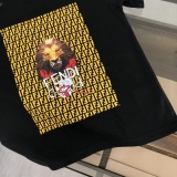 Fendi Fashion Lion FF Printed T-shirt Unisex Loose Casual Short Sleeve