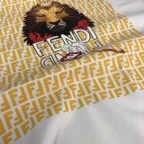 Fendi Fashion Lion FF Printed T-shirt Unisex Loose Casual Short Sleeve
