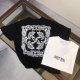 Off White Fashion Flower Logo Printed T-shirt Couple Loose Casual Short Sleeve
