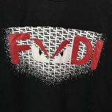 Fendi 26SS Fashion Leather Embroidered Little Monster Letter T-shirt Unisex Loose Casual Short Sleeve
