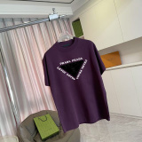 Prada Classic Logo Printed T-shirt Couple Loose Casual Short Sleeves