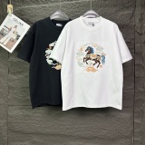 Dior 26SS Fashion Embroidered Horse Logo T-shirt Unisex Casual Versatile Short Sleeve