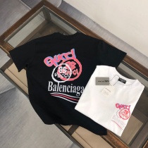Balenciaga x Gucci Fashion Logo Printed T-shirt Couple Loose Casual Short Sleeve