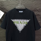 Prada 26SS Fashion Triangle Embroidery Logo T-shirt Unisex Casual Versatile Short Sleeve