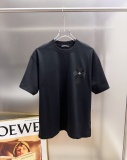 Chrome Hearts 26SS Fashion Leather Inlaid Diamond Cross T-shirt Couple Loose Casual Short Sleeve