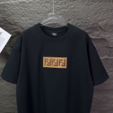 Fendi 26SS Classic Patchwork Embroidered T-shirt Unisex Casual Versatile Short Sleeve