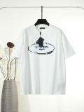 Prada Classic Heavy Embroidery Logo T-shirt Unisex Loose Casual Short Sleeve