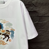 Dior 26SS Fashion Embroidered Horse Logo T-shirt Unisex Casual Versatile Short Sleeve