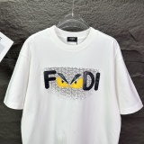 Fendi 26SS Fashion Leather Embroidered Little Monster Letter T-shirt Unisex Loose Casual Short Sleeve