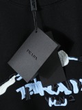 Prada Classic Heavy Embroidery Logo T-shirt Unisex Loose Casual Short Sleeve