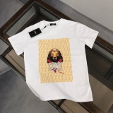 Fendi Fashion Lion FF Printed T-shirt Unisex Loose Casual Short Sleeve
