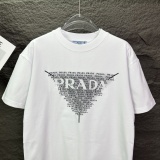 Prada 26SS Fashion Triangle Embroidery Logo T-shirt Unisex Casual Versatile Short Sleeve