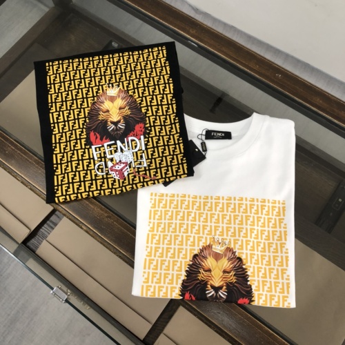 Fendi Fashion Lion FF Printed T-shirt Unisex Loose Casual Short Sleeve
