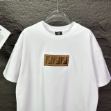 Fendi 26SS Classic Patchwork Embroidered T-shirt Unisex Casual Versatile Short Sleeve