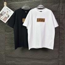 Fendi 26SS Classic Patchwork Embroidered T-shirt Unisex Casual Versatile Short Sleeve Fendi 26SS Classic Patchwork Embroidered T-shirt Unisex Casual Versatile Short Sleeve
