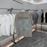 Off White Fashion Embroidery Paper Clip Logo Short Sleeve Unisex Casual Loose Washed T-shirt