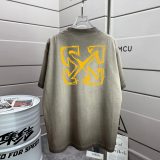 Off White Fashion Graffiti Arrow Printed Short Sleeve Unisex Casual Loose Washed T-shirt