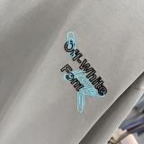 Off White Fashion Embroidery Paper Clip Logo Short Sleeve Unisex Casual Loose Washed T-shirt